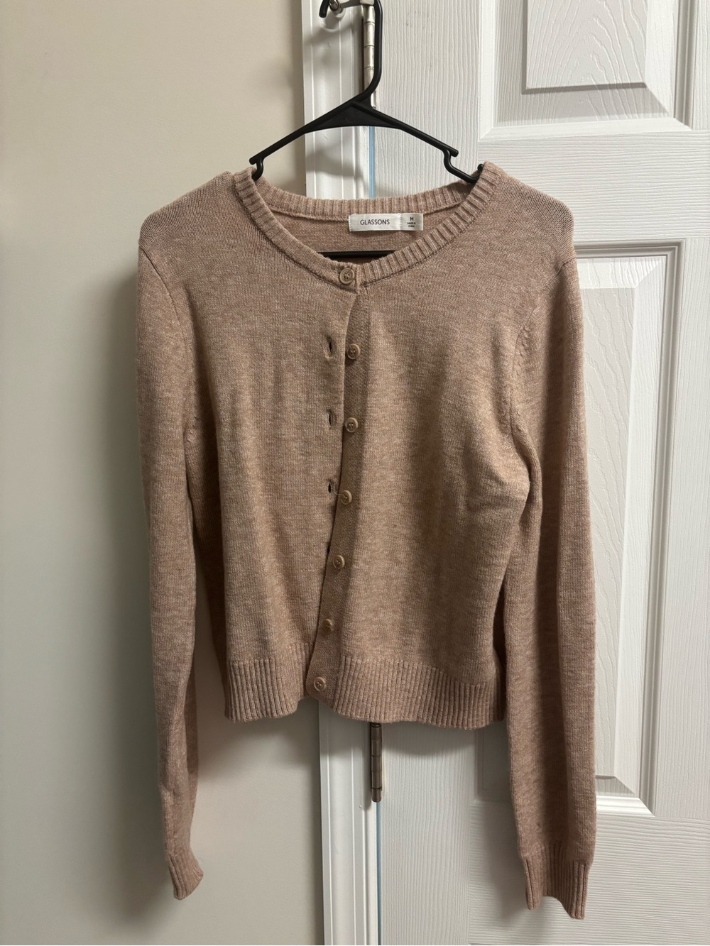 Glassons Taupe Crewneck Button-Up Cardigan